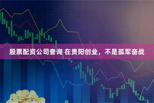 股票配资公司查询 在贵阳创业，不是孤军奋战